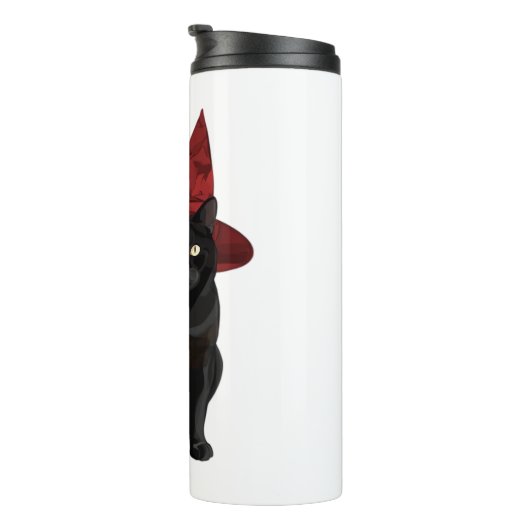 Mystic Zwarte Kat met Donkerrood Pet Classic T-shi Thermosbeker (Geroteerd rechts)