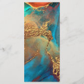 Mystical Abstract Blauwgroen Coral Gold Wedding Me Menu (Achterkant)
