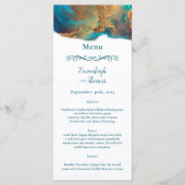 Mystical Abstract Blauwgroen Coral Gold Wedding Me Menu (Voorkant)