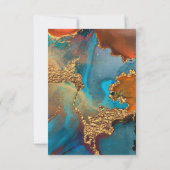 Mystical Abstract Blauwgroen Coral Gold Wedding RS RSVP Kaartje (Achterkant)