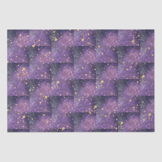 Mystical All Occasion Paarse Gold Sparkles Stars Tissuepapier (Voorkant)