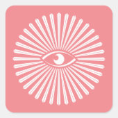 Mystical All-Seing Eye & Retro Starburst Stripe Vierkante Sticker (Voorkant)