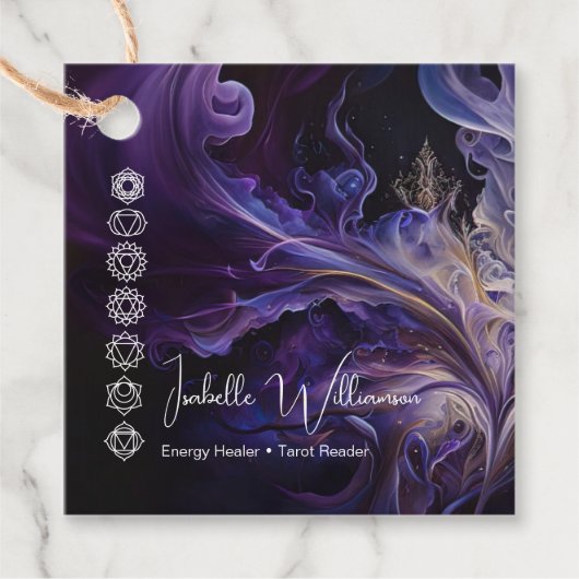 Mystical Amethyst Chakras Reiki Meditation Yoga Bedankjes Labels (Voorkant)