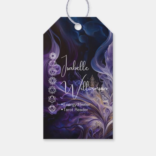 Mystical Amethyst Chakras Reiki Meditation Yoga Cadeaulabel (Voorkant)