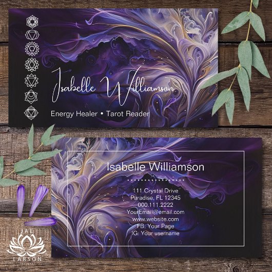 Mystical Amethyst Chakras Reiki Meditation Yoga Visitekaartje