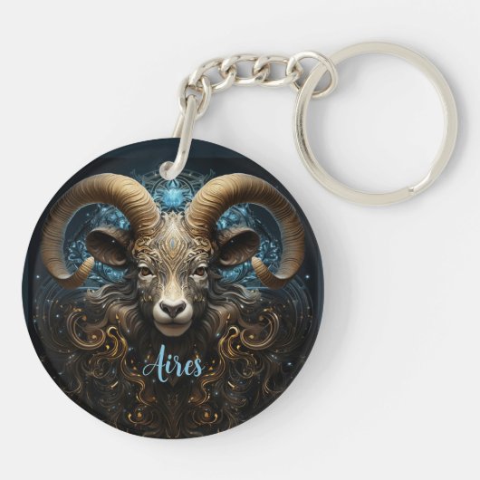 Mystical Aries Zodiac Artwork Sleutelhanger (Achterkant)