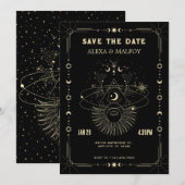 Mystical art moon celestial wedding save the date (Voorkant / Achterkant)