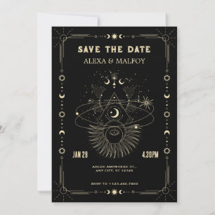 Mystical art moon celestial wedding save the date