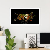 Mystical Asian Dragon Fantasy Art Poster (Thuiskantoor)