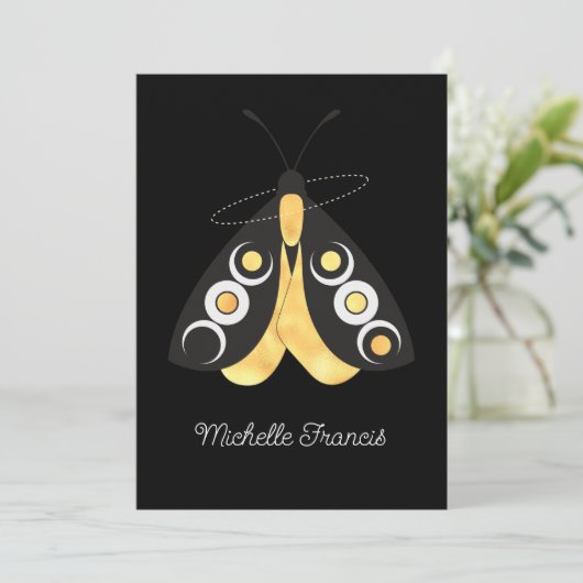 Mystical Astro Celestial Silver and Gold Moths Kaart (Staand voorkant)