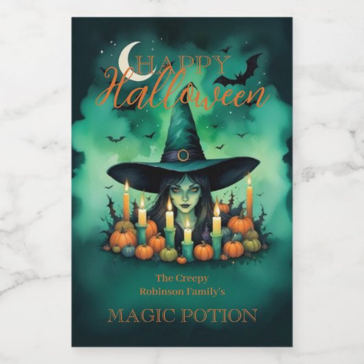 Mystical & Attractive Halloween Witch Conjures  Wijn Etiket (Enkel label)