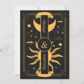 Mystical Black and Gold Sun Moon Wedding Kaart (Achterkant)