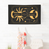 Mystical Black and Gold Sun Moon Wedding Spandoek (Insitu)