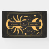 Mystical Black and Gold Sun Moon Wedding Spandoek (Horizontaal)
