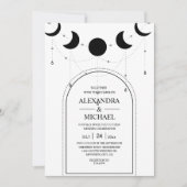 Mystical Black and white Celestial Stars Wedding Kaart (Voorkant)