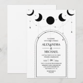 Mystical Black and white Celestial Stars Wedding Kaart (Voorkant / Achterkant)