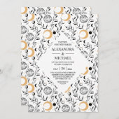 Mystical Black and white Celestial Stars Wedding Kaart (Voorkant / Achterkant)