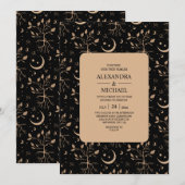 Mystical Black and white Celestial Stars Wedding Kaart (Voorkant / Achterkant)