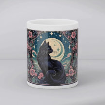 Mystical Black Cat Art Nouveau