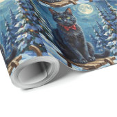 Mystical Black Cat Enchanted Winter Sled Christmas Cadeaupapier (Rol Hoek)