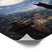 Mystical Black Cat Full Moon Night Sky Poster Art  (Hoek)