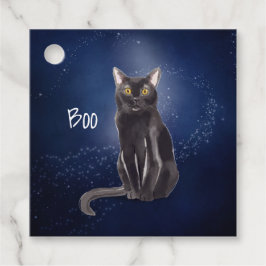 Mystical Black Cat Halloween Gift Labels