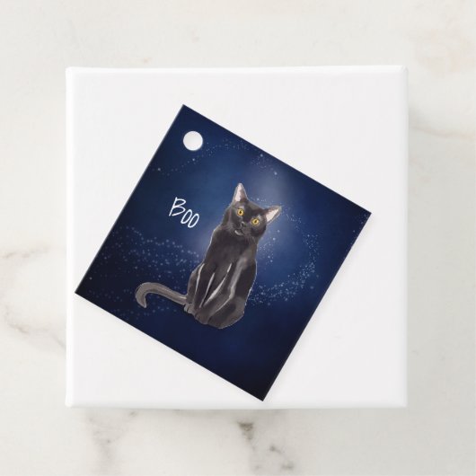 Mystical Black Cat Halloween Gift Labels (In situ)