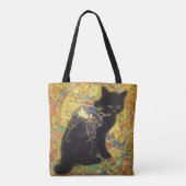 Mystical Black Cat in Golden Nihonga Tote Bag (Achterkant)