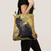Mystical Black Cat in Golden Nihonga Tote Bag (Dichtbij)