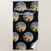 Mystical Black Cat Japanese Bamboo Beach Towel Strandlaken (Voorkant)