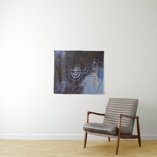 Mystical Black en Blue Reiki Symbool Cho Ku Rei Wandkleed (In Situ (horizontaal))