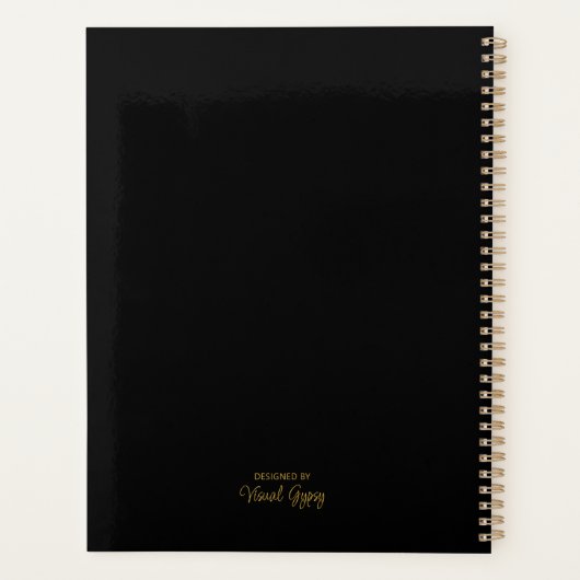 Mystical Black en Gold Crystal Moons Stars Planner (Achterkant)