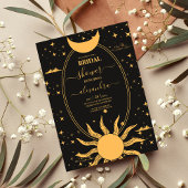 Mystical Black en Gold Sun Moon Bridal Kaart