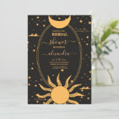 Mystical Black en Gold Sun Moon Bridal Kaart (Staand voorkant)