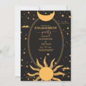 Mystical Black en Gold Sun Moon Verloving Kaart (Voorkant)