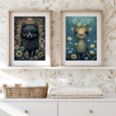 Mystical Black Fox Kinderkamer Muur Kunst Print |