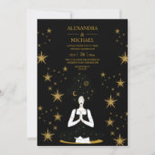 Mystical Black Gold Celestial Moon Wedding Invitat Kaart (Voorkant)