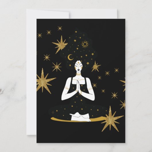 Mystical Black Gold Celestial Moon Wedding Invitat Kaart (Achterkant)