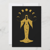 Mystical Black Gold Celestial Moon Wedding Invitat Kaart (Achterkant)