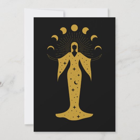 Mystical Black Gold Celestial Moon Wedding Invitat Kaart (Achterkant)