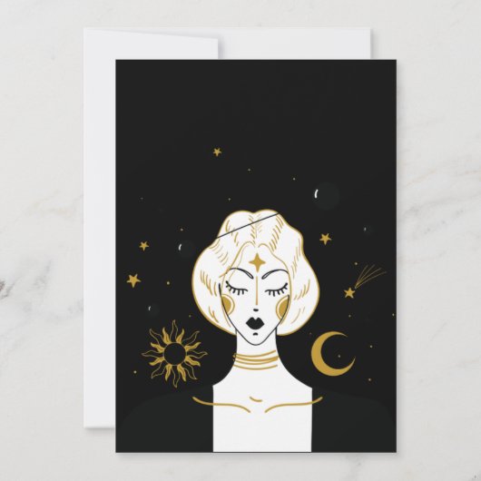 Mystical Black Gold Celestial Moon Wedding Kaart (Achterkant)