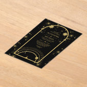 Mystical Black Gold Celestial Stars Wedding Acryl Uitnodigingen (Laagn)