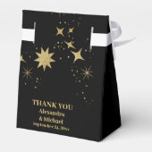 Mystical Black Gold Celestial Stars Wedding Bedankdoosjes (Achterkant)