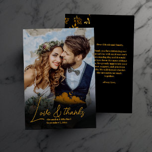 Mystical Black Gold Celestial Stars Wedding Bedankkaart