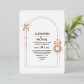 Mystical Black Gold Celestial Stars Wedding Folie Uitnodiging (Staand Voorkant)