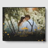 Mystical Black Gold Celestial Stars Wedding Gastenboek (Achterkant)