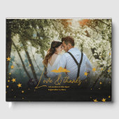 Mystical Black Gold Celestial Stars Wedding Gastenboek (Voorkant)