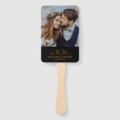 Mystical Black Gold Celestial Stars Wedding Handwaaier (Voorkant)