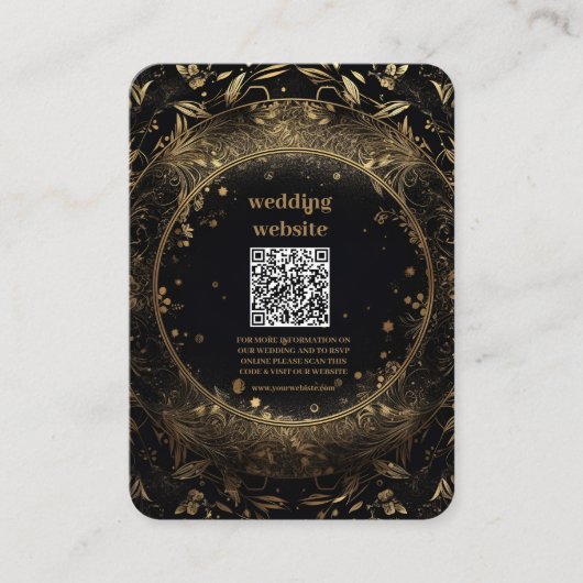 Mystical Black Gold Celestial Stars Wedding Informatiekaartje (Voorkant)