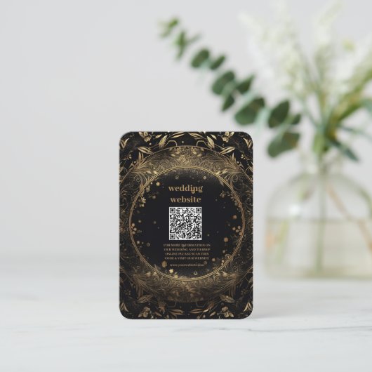 Mystical Black Gold Celestial Stars Wedding Informatiekaartje (Staand voorkant)